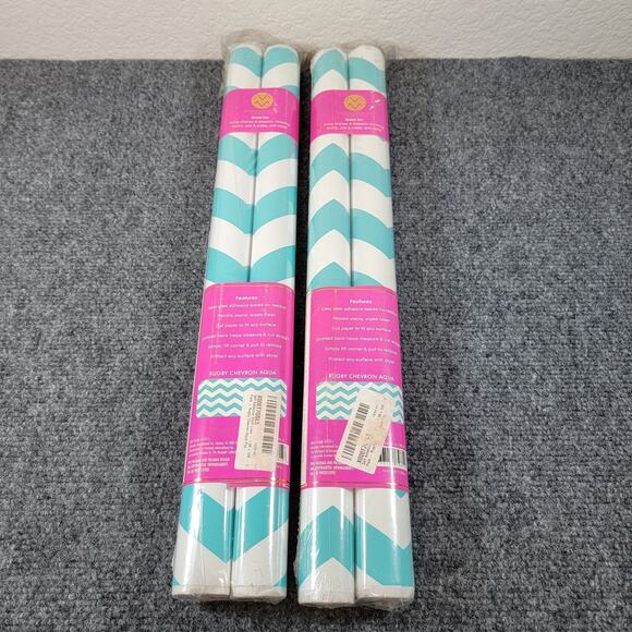 Macbeth Collection Shelf Liner Set Aqua Chevron Self Adhesive Removable 60 Sq Ft - Picture 3 of 5